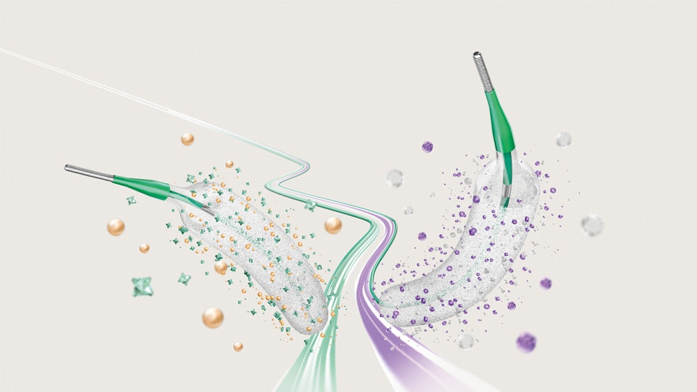 Dois balões revestidos com fármaco para angioplastia coronária