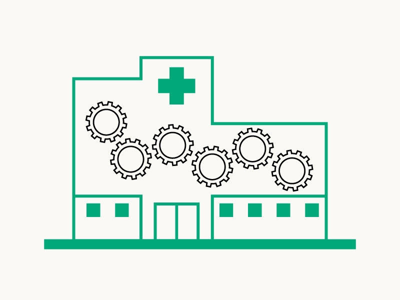 Ícone com um edifício URDUM e rodas apresentados lado a lado