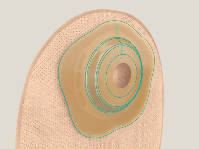 Macro da placa convexa Flexima Active O' com linhas verdes que realçam a convexidade suave